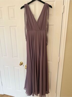 Lulu's Dusty Mauve V-Neck Maxi Dress with Tie Straps